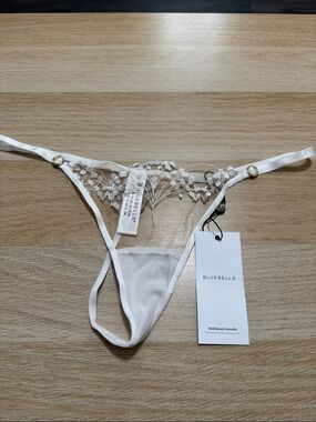 Bluebella Cream Sheer Embroidered Thong